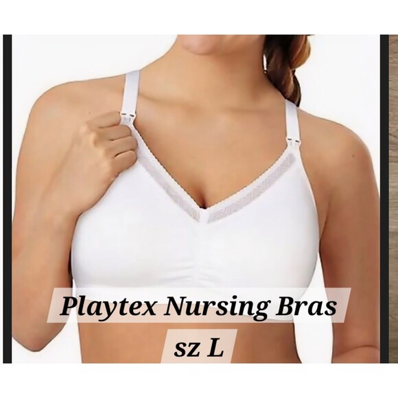 2 NWT Playtex Nursing Bras | Size Large | White US3002 | $68 Retail ComfortFlex - Picture 1 of 10